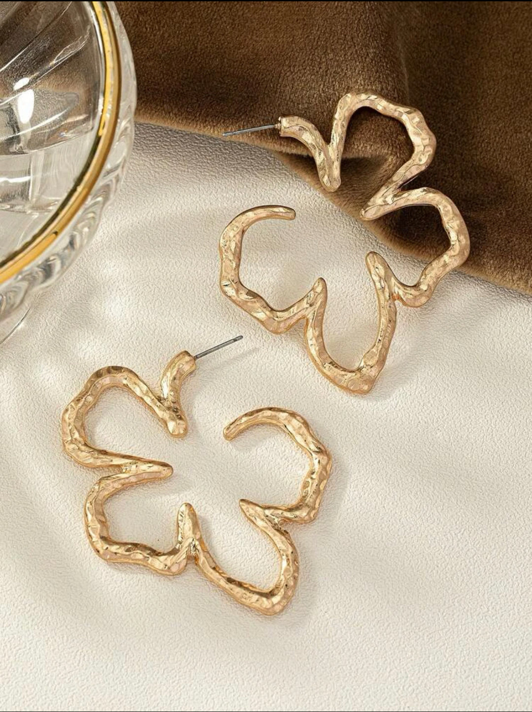 Gold Floral Hoop Earring