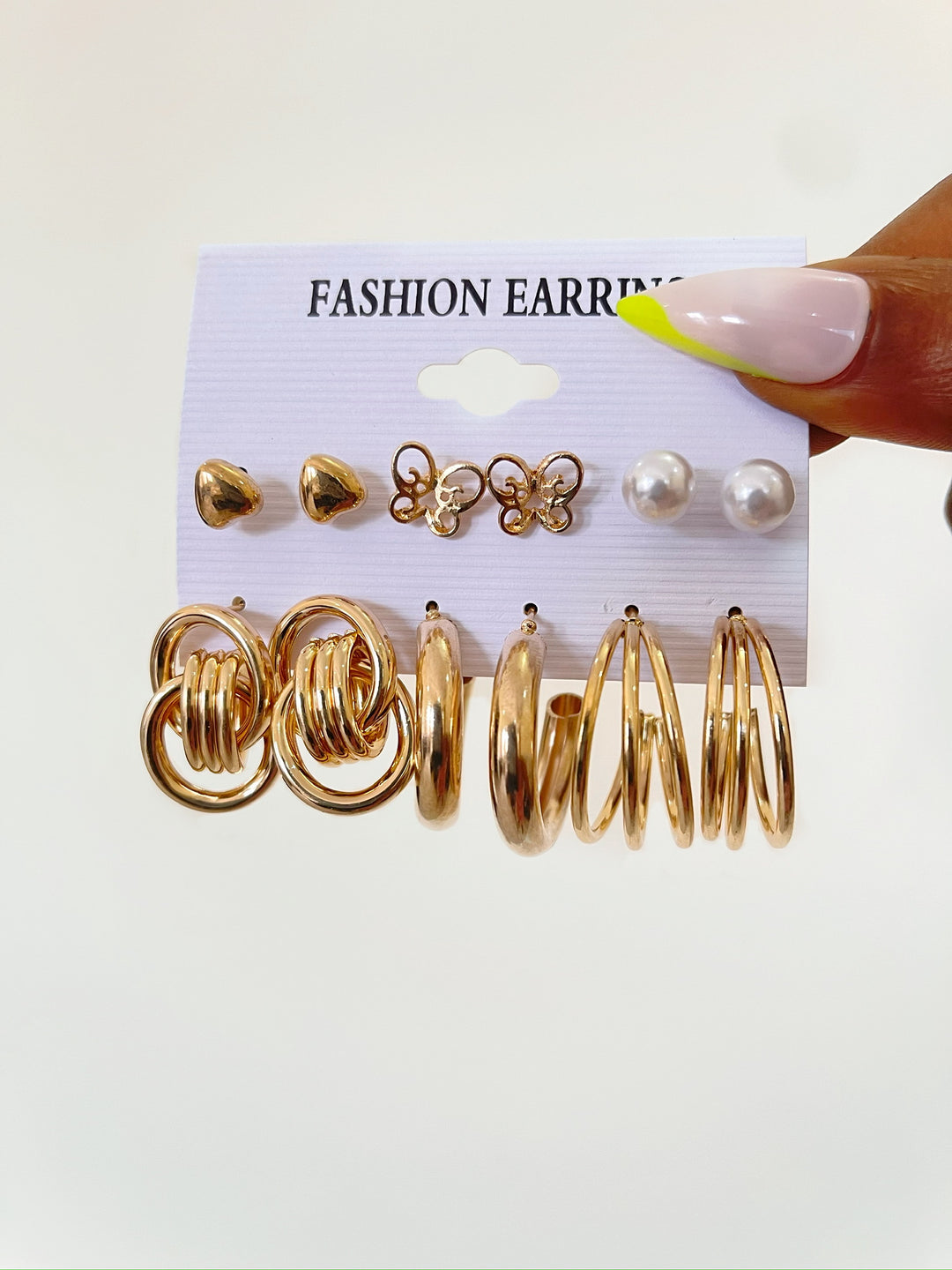 6 pair Gold Earring Set