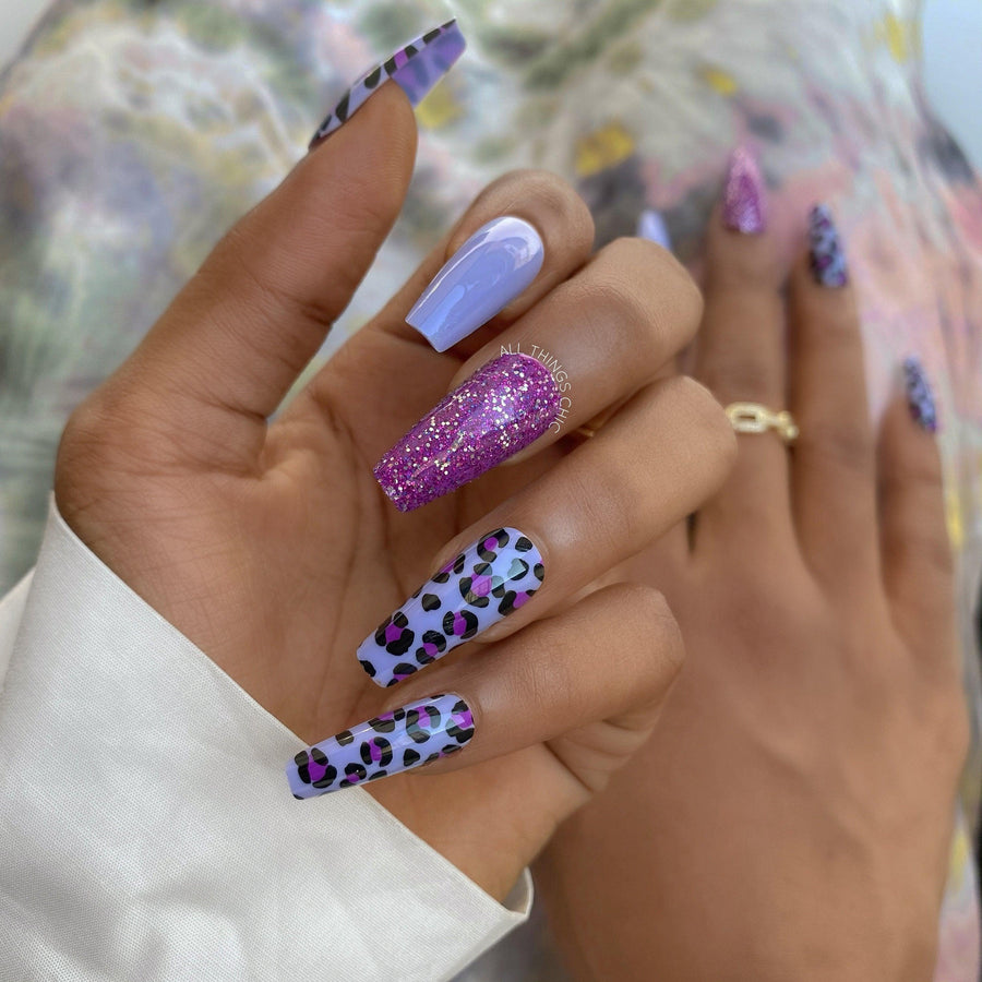 Purple Cheetah Press on Nail Set in Lagos, Nigeria - All Things Chic