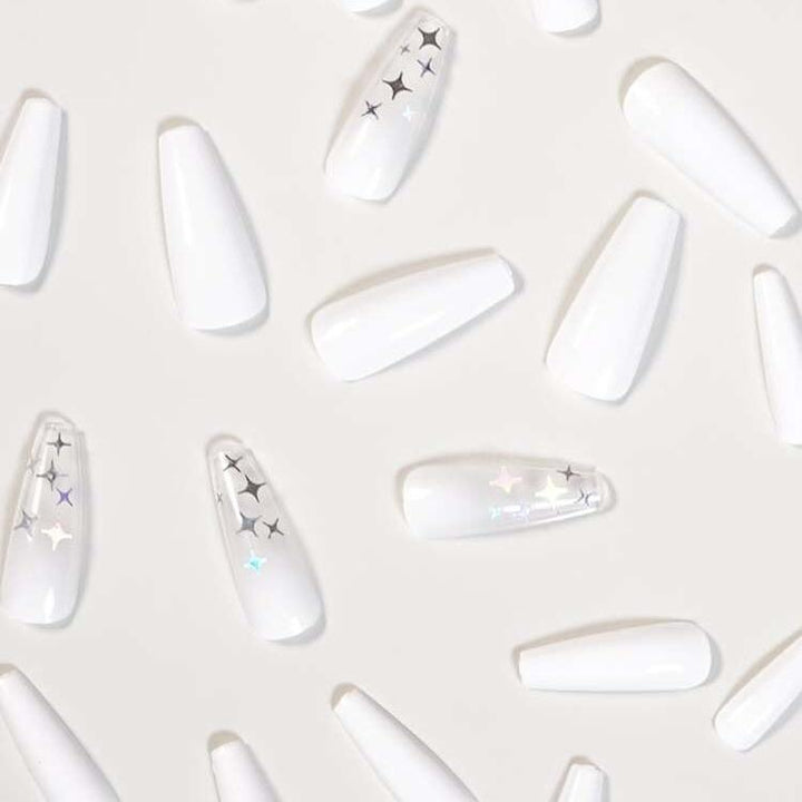 Star Detailed White Nail Set in Lagos, Nigeria - All Things Chic
