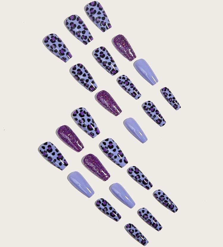 Purple Cheetah Press on Nail Set in Lagos, Nigeria - All Things Chic