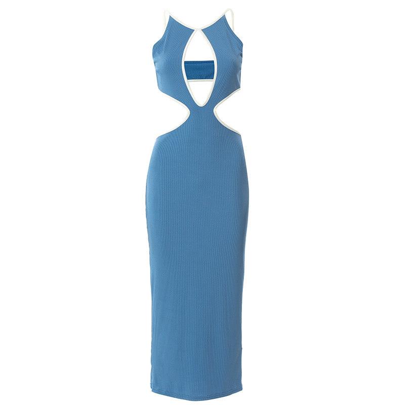 Cut out blue ribbed dress in Lagos, Nigeria - All Things Chic