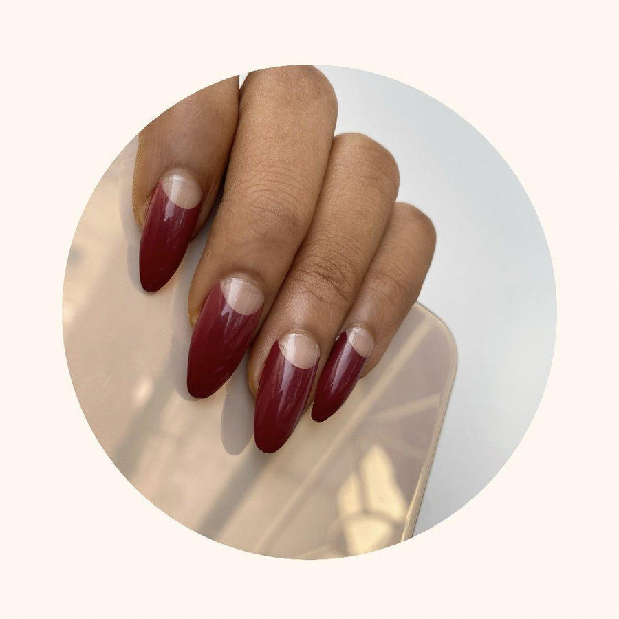 Burgundy French Nails in Lagos, Nigeria - All Things Chic