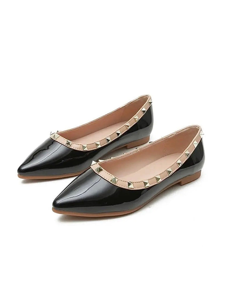 Studded Black Flat Shoe