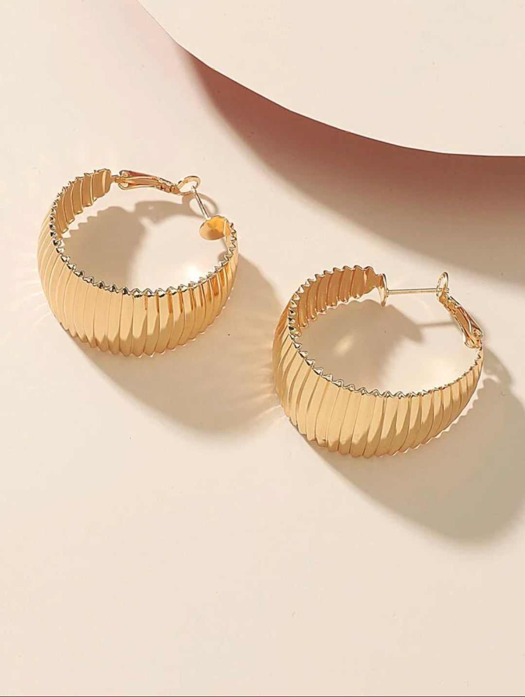 Gold Textured Hoop Earring