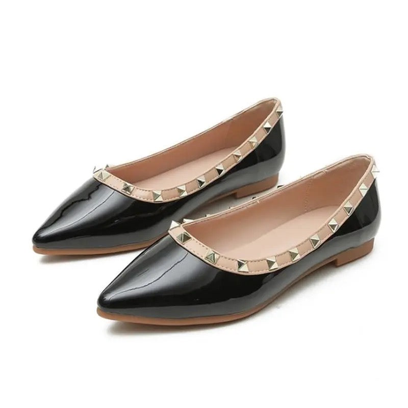 Black Studded Flat Shoes